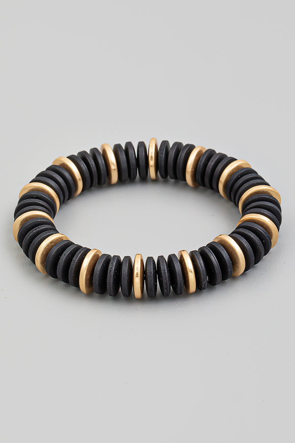Wooden Beaded Bracelet - Black