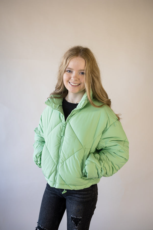 'This Is Now' Puffer Jacket - Seafoam