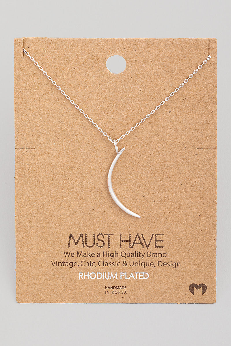 Thin Crescent Necklace - Silver