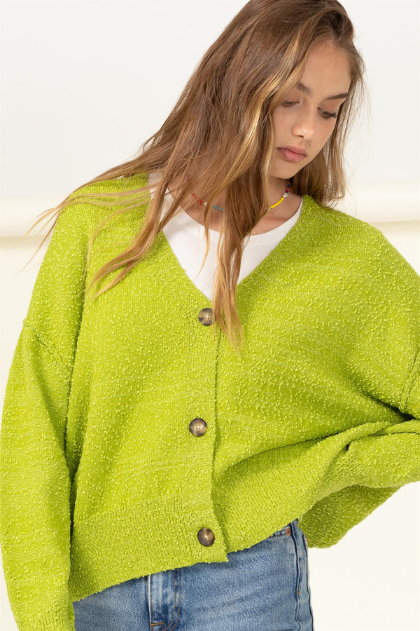'All You Need' Cardigan - Lime