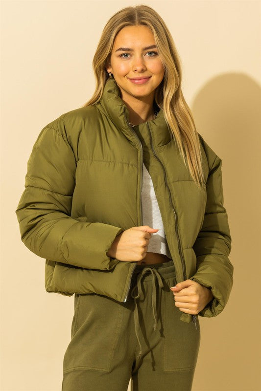 'Ready for the Chill' Puffer - Olive