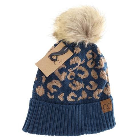 CC Pom Beanie Blue Leopard – Back Alley Boutique